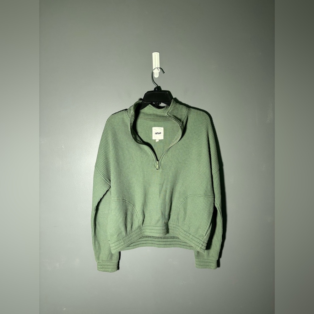 Aerie Waffle Knit 1/4 Zip Oversized Pullover Size Small - Picture 1 of 4